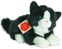 Hermann Teddy Katze Liegend Schwarz/weiß 20 Cm