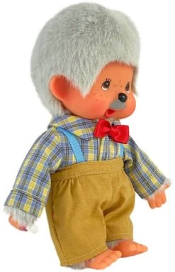 Sekiguchi 233140 - Original Monchhichi Großvater, Aus Grauem Plüsch, Mit Hemd Und Hose, Ca. 20 Cm