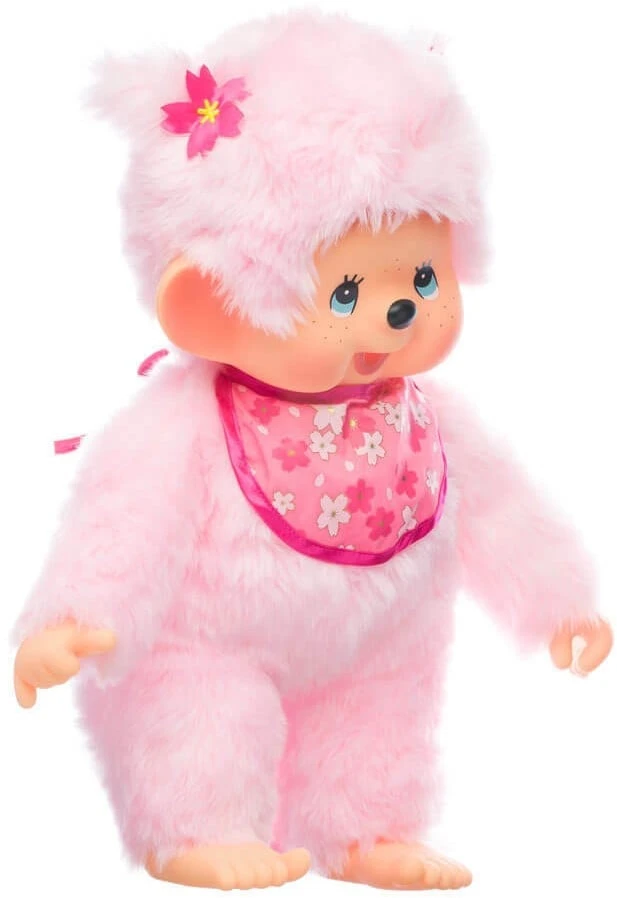 Sekiguchi 242405 - Original Monchhichi Mädchen Kirschblüte, Aus Rosa Plüsch, Mit Lätzchen Und Zöpfen Mit Blumen, Ca. 45 Cm 2 Sekiguchi 242405 - Original Monchhichi Mädchen Kirschblüte, Aus Rosa Plüsch, Mit Lätzchen Und Zöpfen Mit Blumen, Ca. 45 Cm – Bild 2
