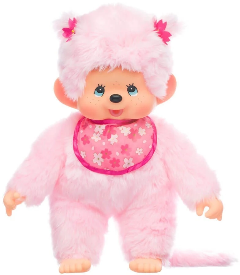Sekiguchi 242405 - Original Monchhichi Mädchen Kirschblüte, Aus Rosa Plüsch, Mit Lätzchen Und Zöpfen Mit Blumen, Ca. 45 Cm 1 Sekiguchi 242405 - Original Monchhichi Mädchen Kirschblüte, Aus Rosa Plüsch, Mit Lätzchen Und Zöpfen Mit Blumen, Ca. 45 Cm