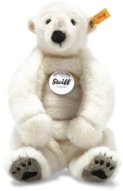 Steiff Nanouk Eisbär, Plüschtier 33 Cm, Plüscheisbär Sitzend, Kuscheltier Für Kinder, Schmusetier Zum Spielen & Kuscheln, Original Stofftier Mit Knopf Im Ohr, Beweglich & Waschbar, Weiss (062605)
