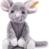 Steiff Ratte Mia Maus, Original Plüschtier 20 Cm, Plüschmaus, Kuscheltier Für Kinder, Soft Cuddly Friends, Schmusetier Zum Spielen & Kuscheln, Beweglich & Waschbar, Stofftier Grau (056376)