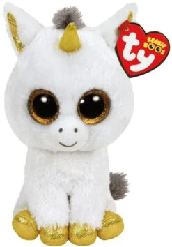 TY Glubschis - Pegasus Einhorn, Weiß/gold - Beanie Boos - 15 Cm